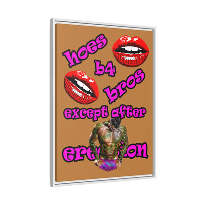 hoes b4 bros - framed canvas art (light brown)