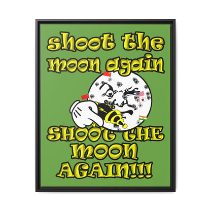 shoot the moon again - framed canvas art (green)