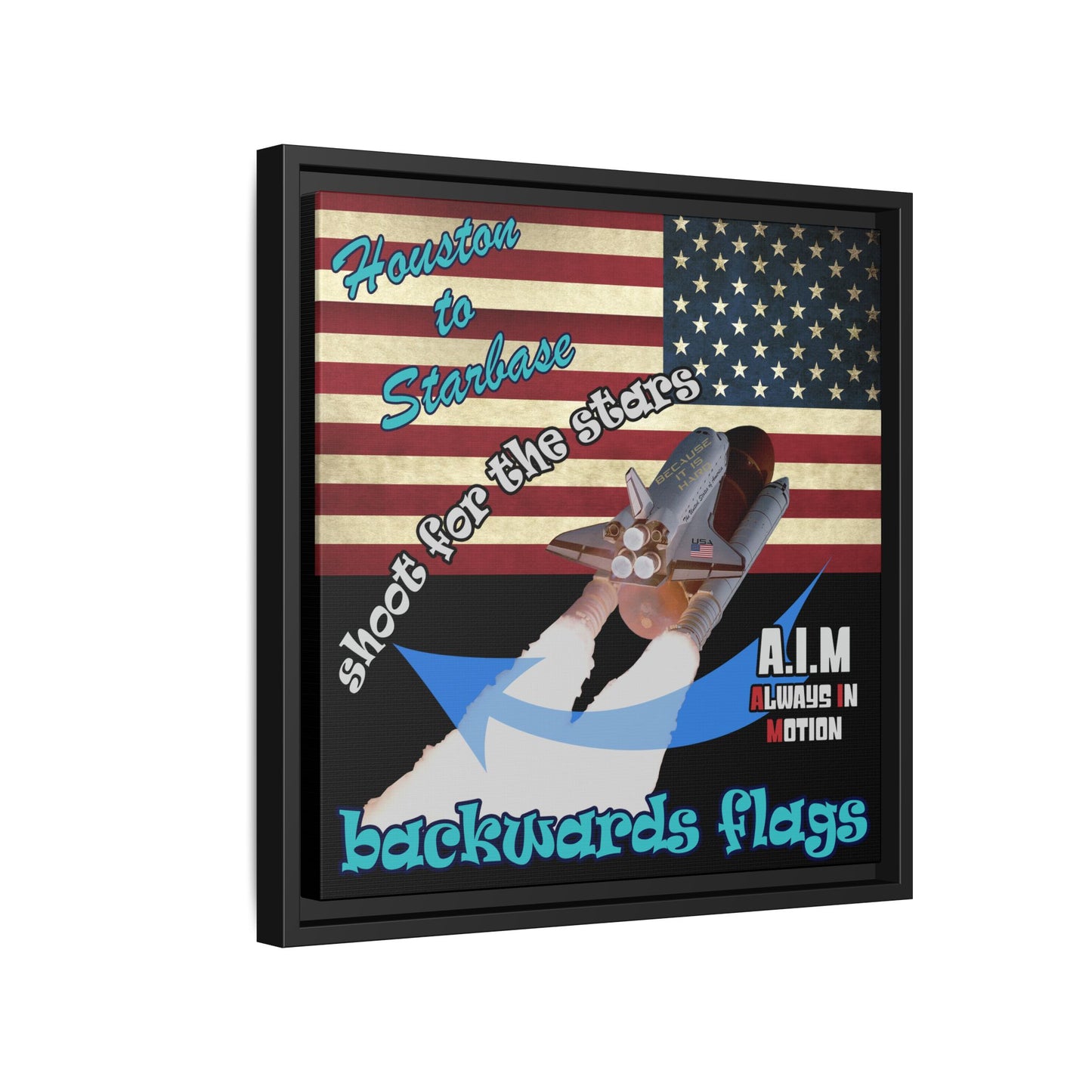 shoot for the stars - framed canvas art (black)