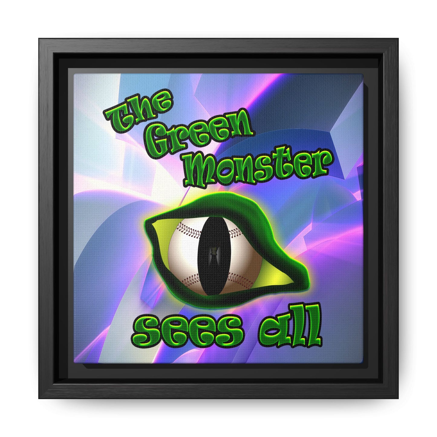 green monster - framed canvas art (grey-pink wave)