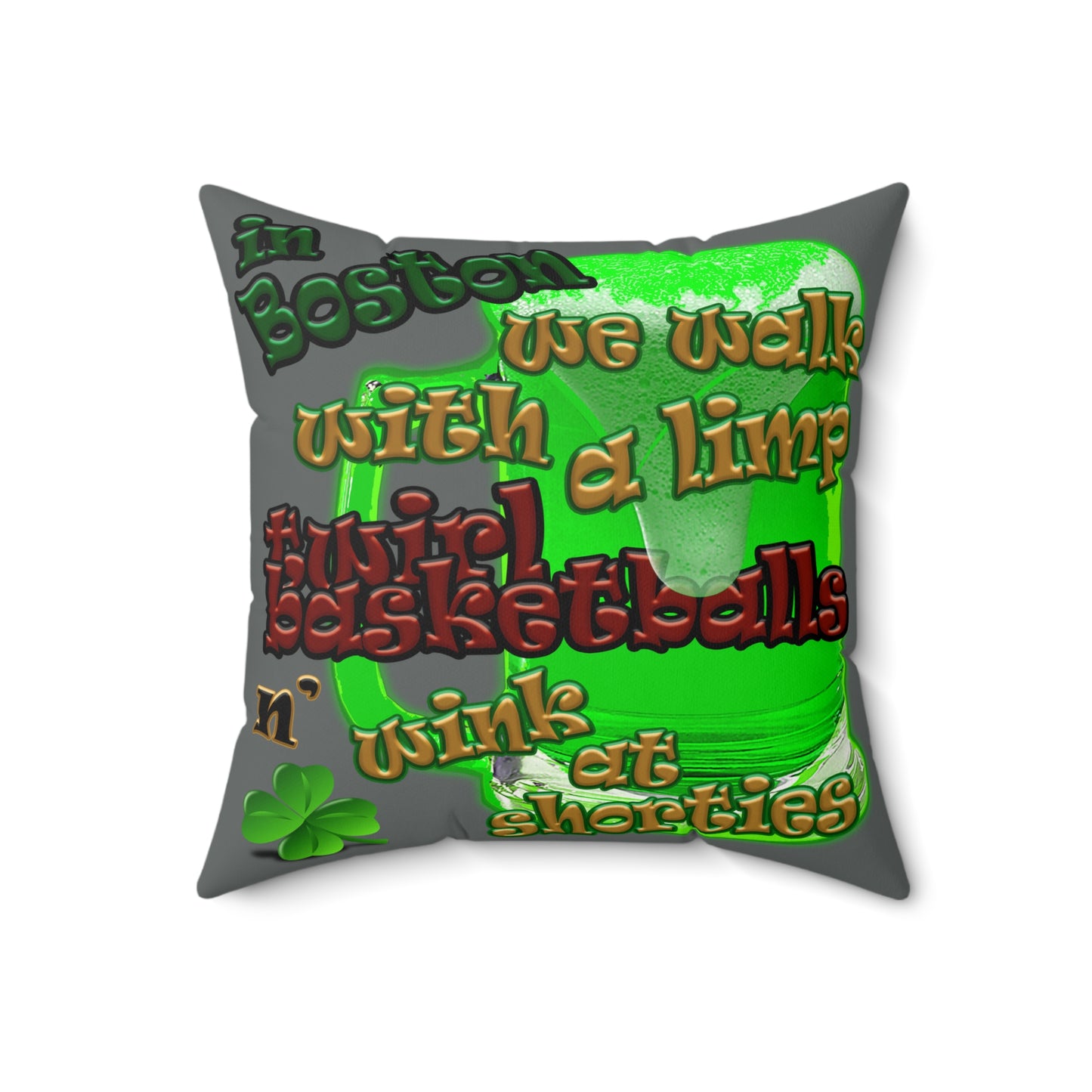 celtics logo - Faux Suede Square Pillow - (dark grey)
