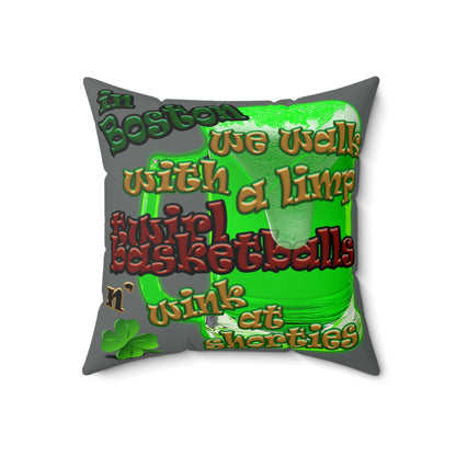 celtics logo - Faux Suede Square Pillow - (dark grey)