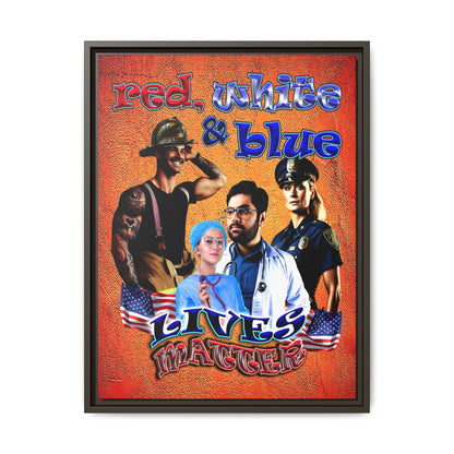 rw&b lives matter - framed canvas art (burnt orange)