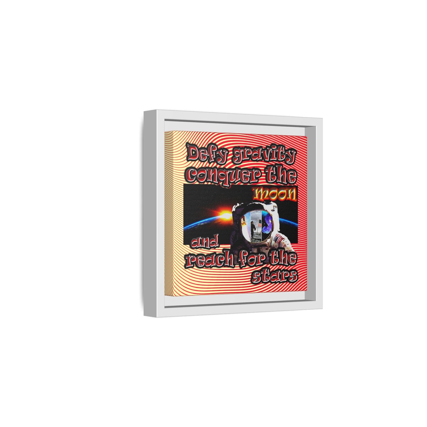defy conquer reach - framed canvas art (yellow-orange wave)