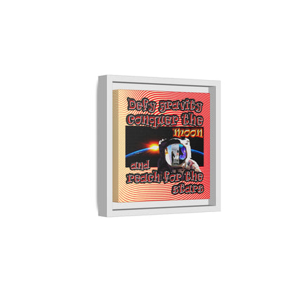 defy conquer reach - framed canvas art (yellow-orange wave)
