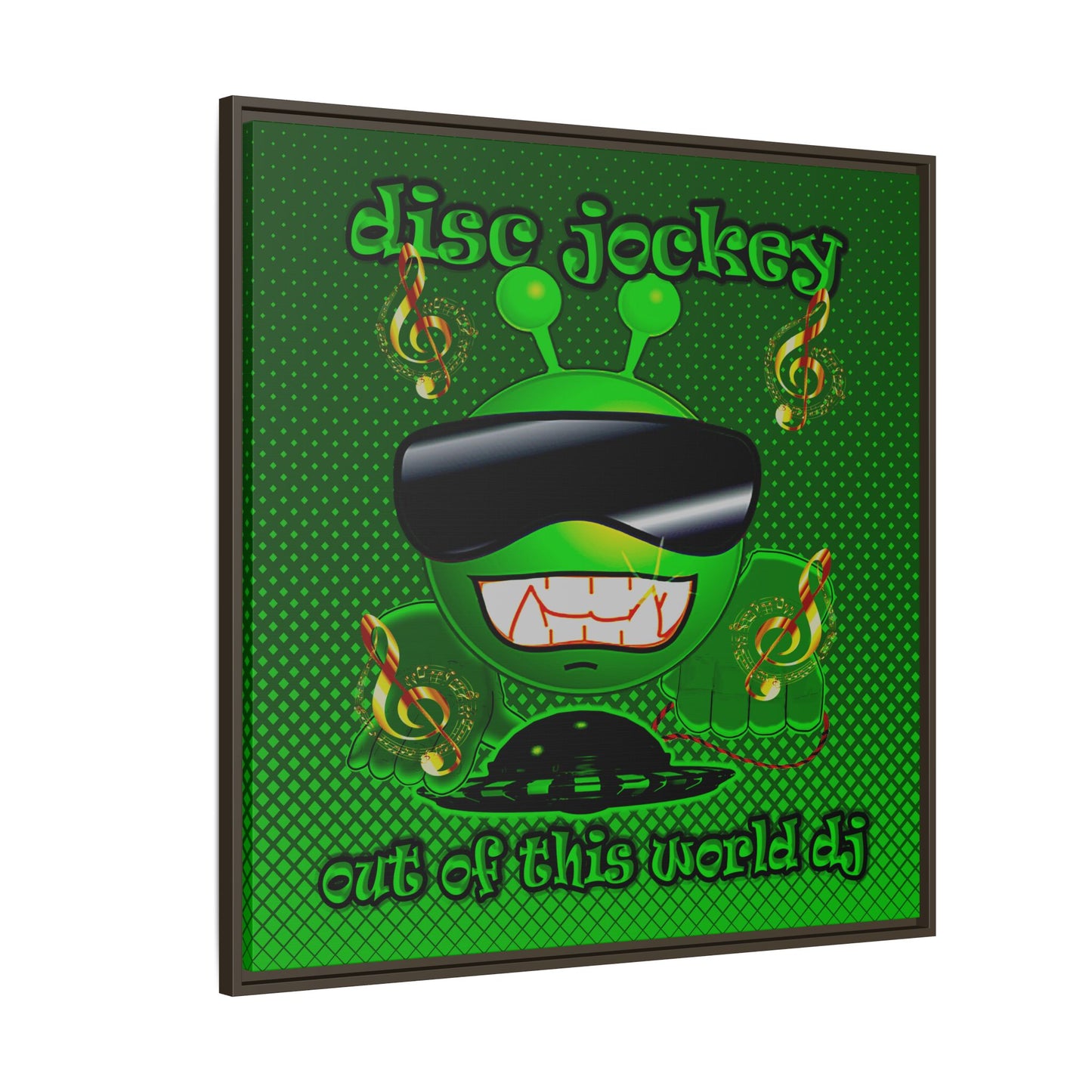 disc jockey - framed canvas art (logo green)
