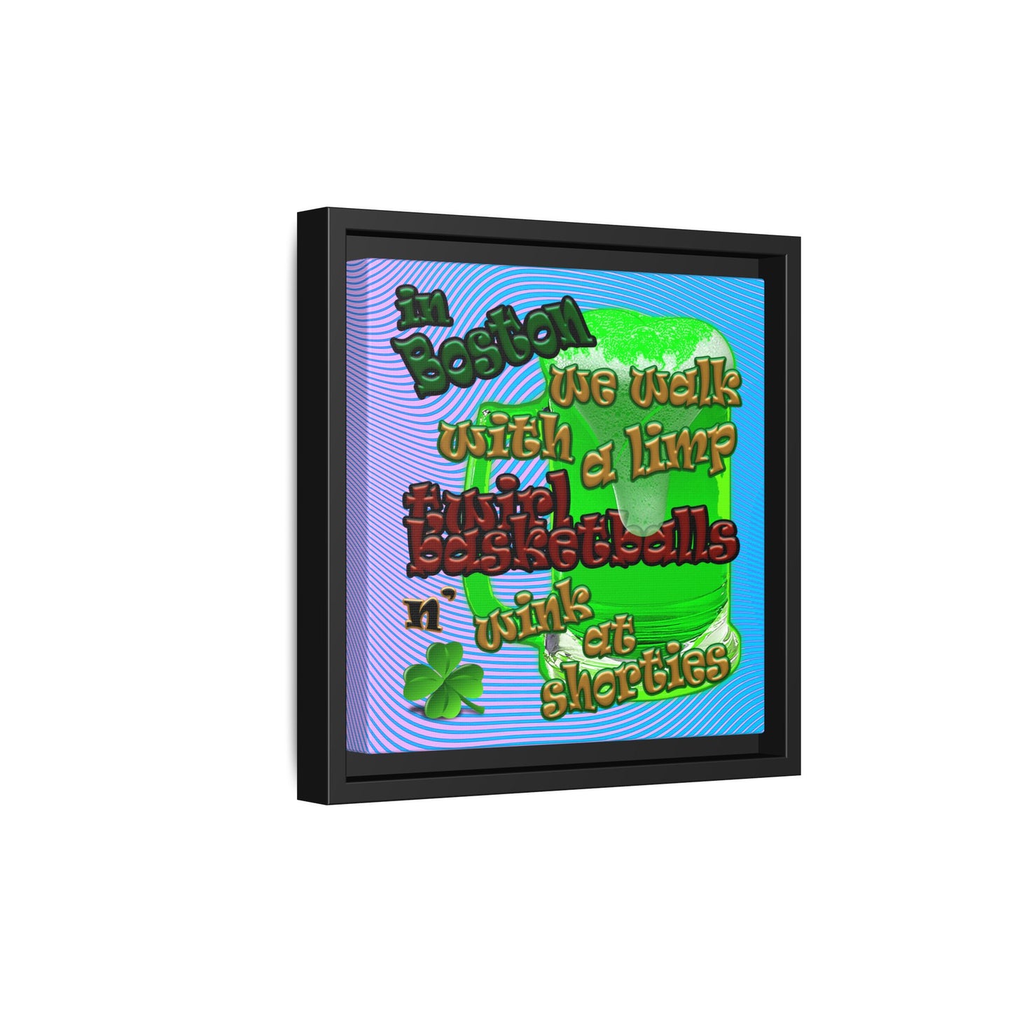 celtics logo - framed canvas art (light blue-purple wave)