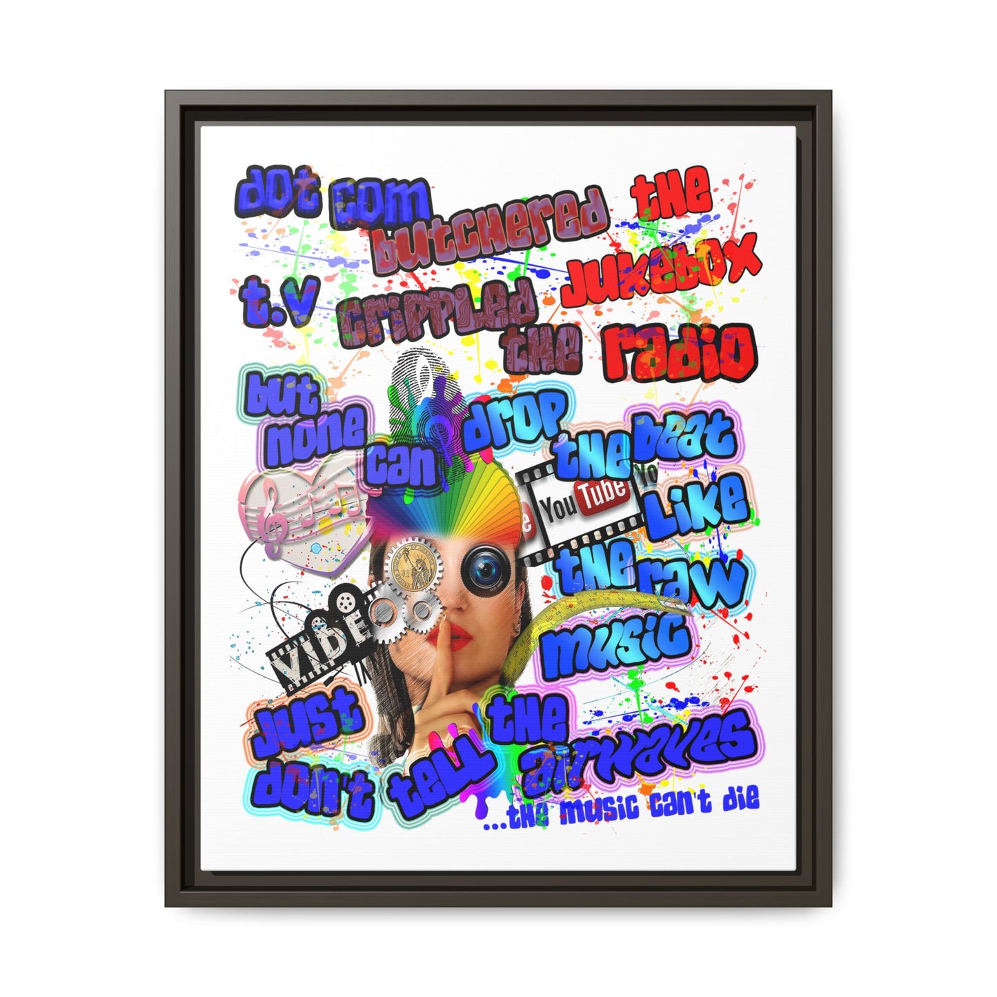 drop the beat - framed canvas art (white)