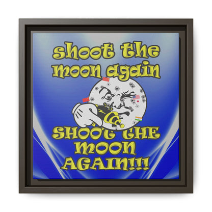 shoot the moon again - framed canvas art (blue-white wave)