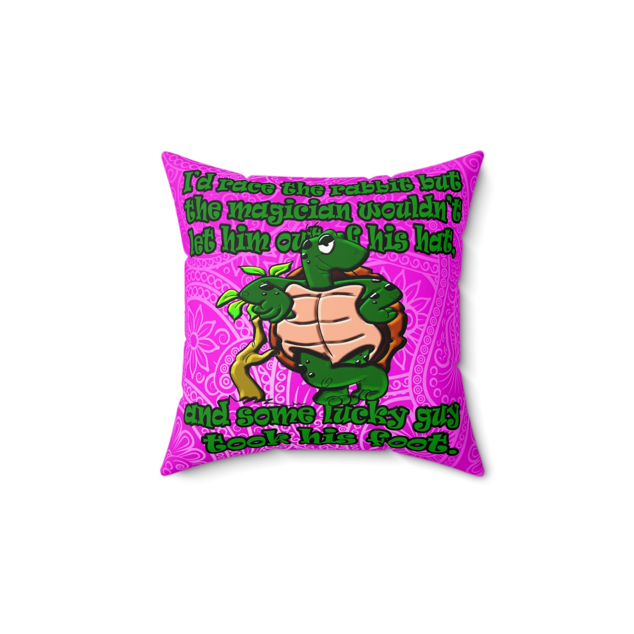 turtle race - Faux Suede Square Pillow - (pink swirl)