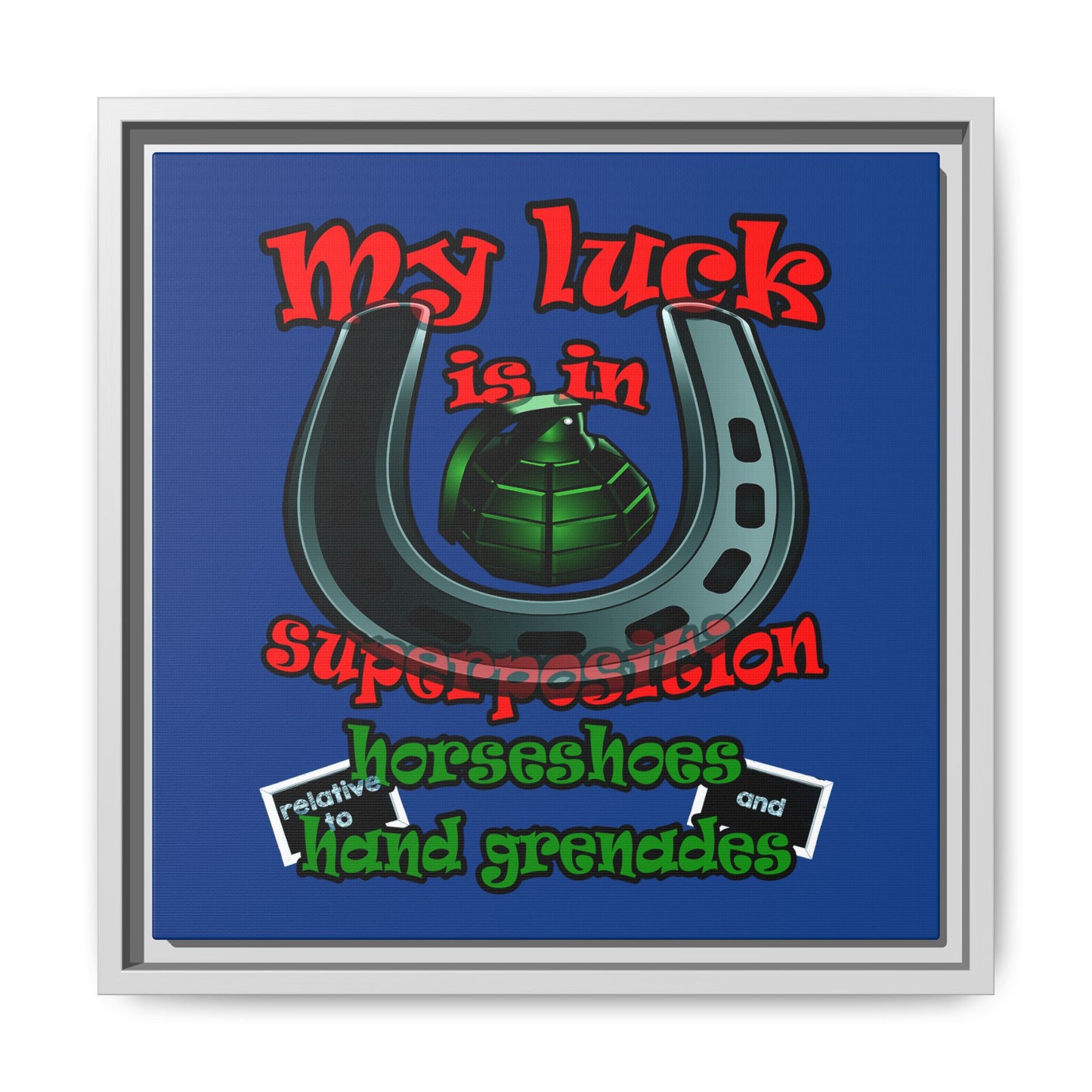 my luck - framed canvas art (dark blue)