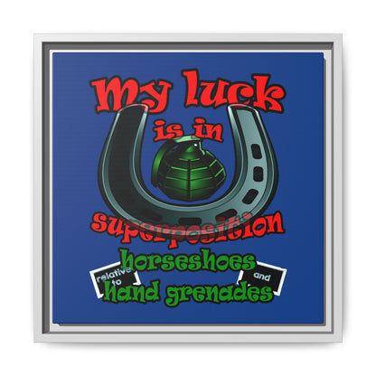 my luck - framed canvas art (dark blue)