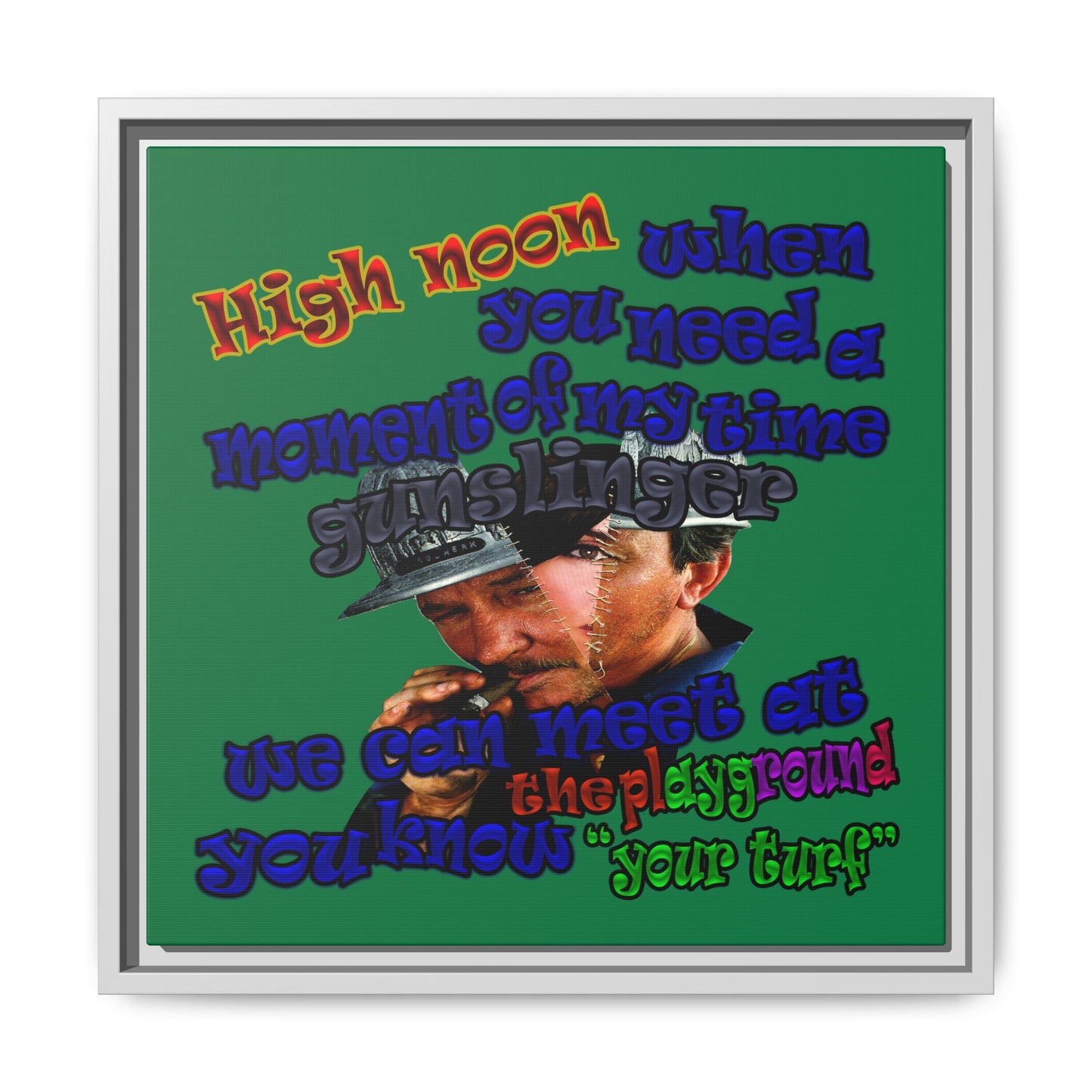 high noon - framed canvas art (dark green)
