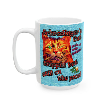 schrodinger's cat - White Mug (faded blue)
