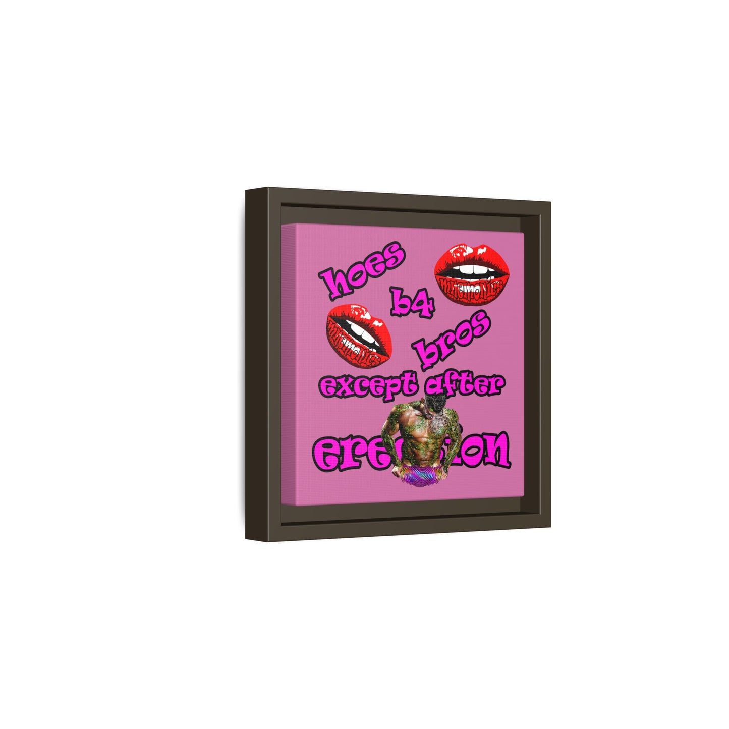 hoes b4 bros - framed canvas art (light pink)