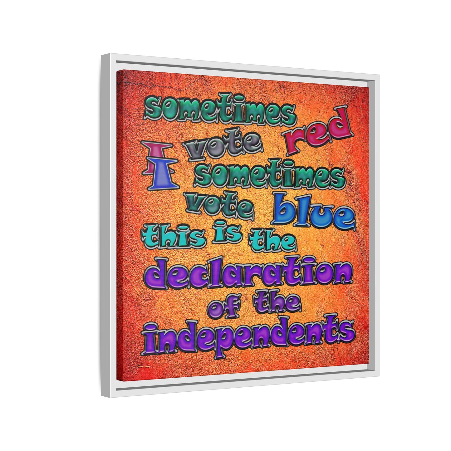declaration of the independents - framed canvas art (burnt orange)