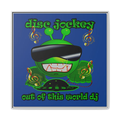 disc jockey - framed canvas art (dark blue)