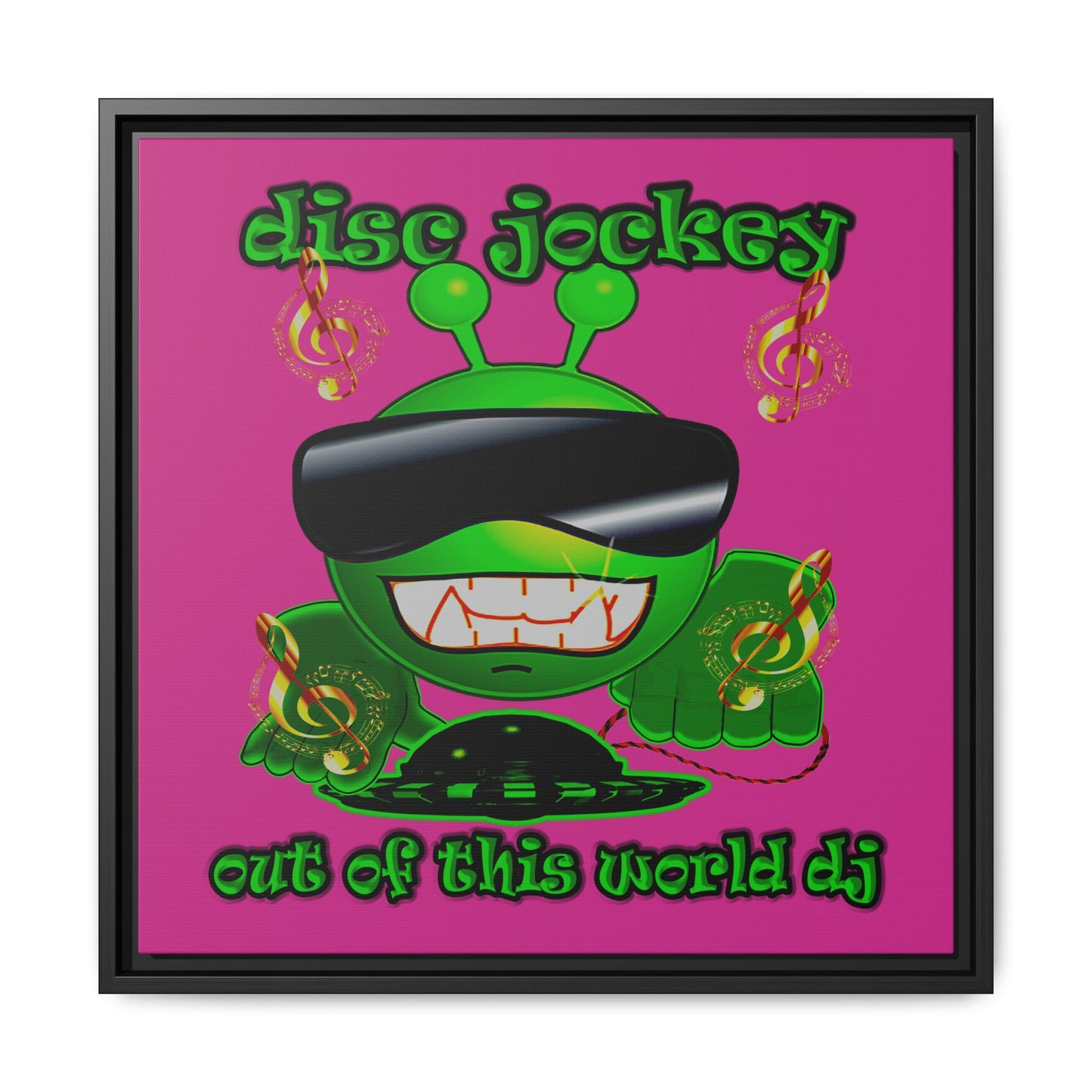 disc jockey - framed canvas art (pink)