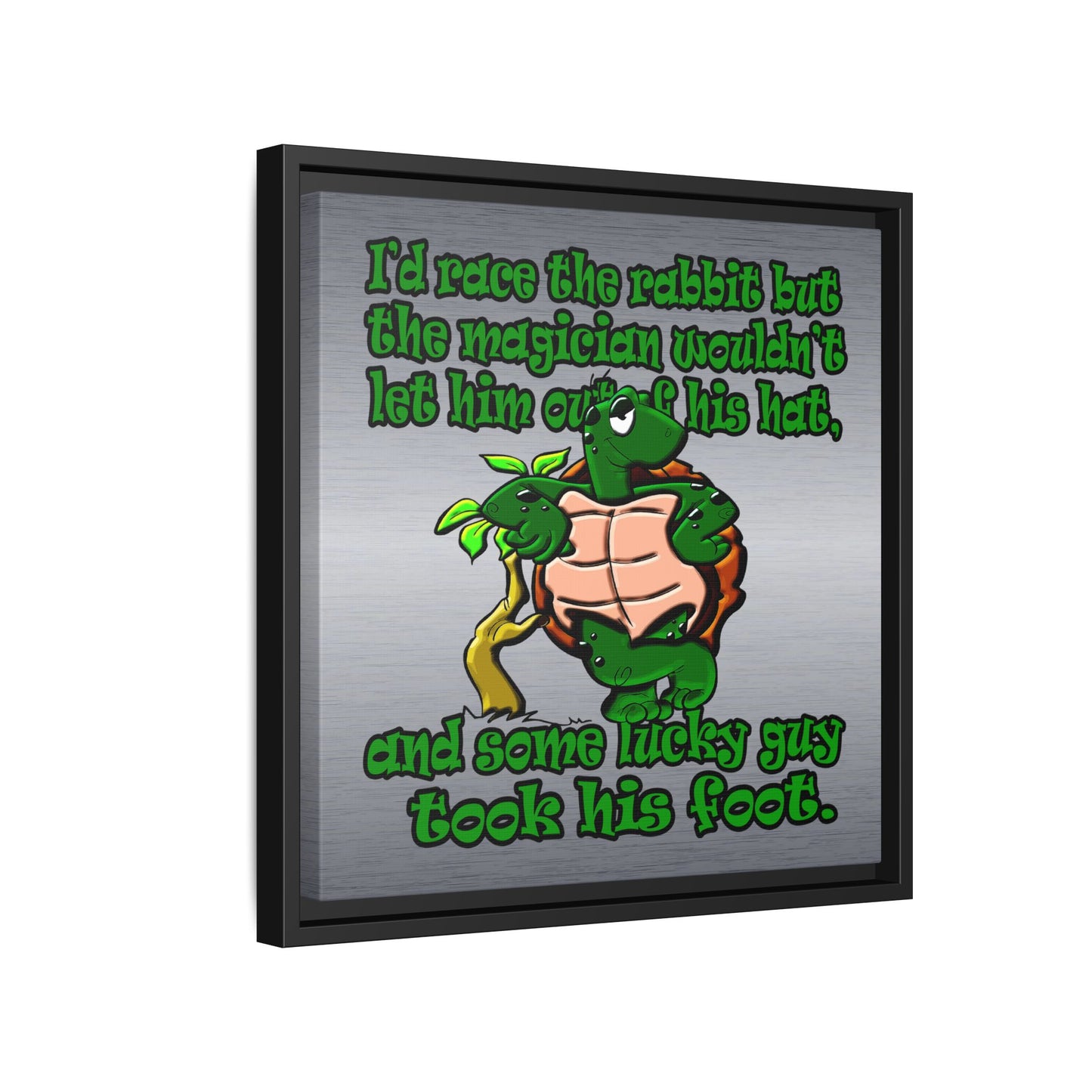 turtle race - framed canvas art (brushed nickel)