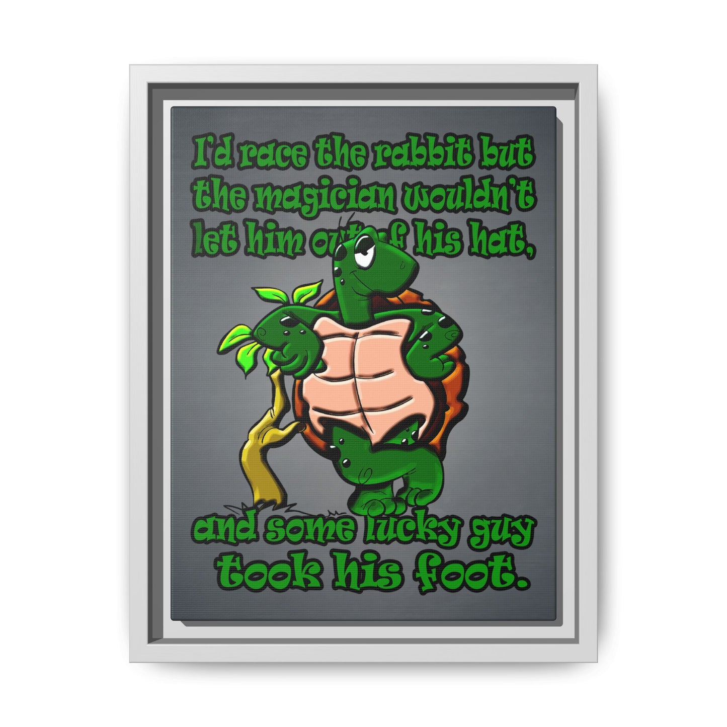 turtle race - framed canvas art (grey-light grey)