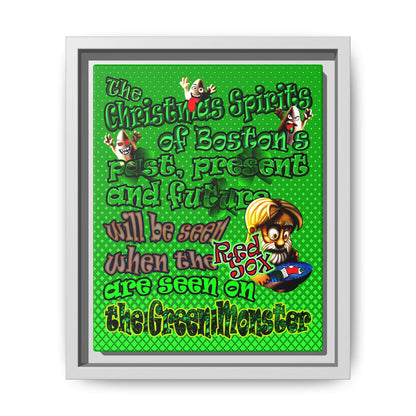 christmas spirits of boston - framed canvas art (logo green)