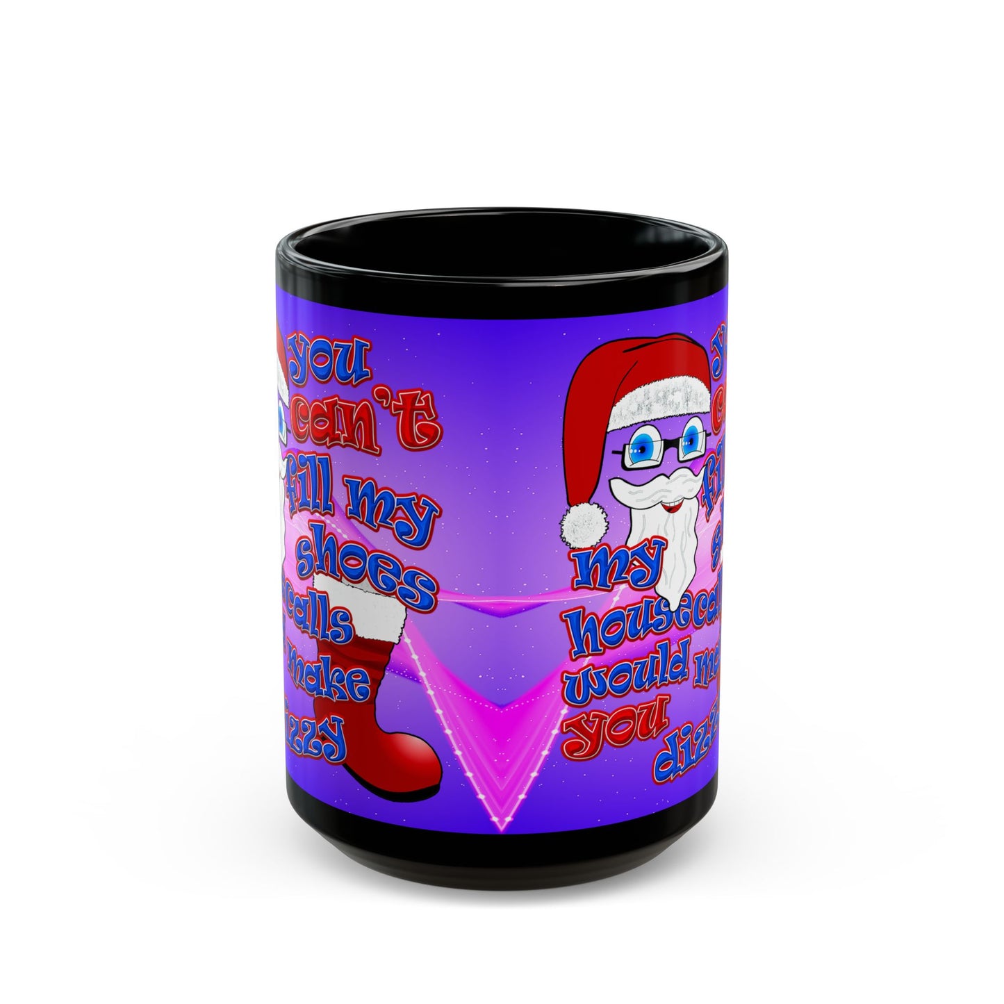 santa's shoes - Black Mug (purple-pink wave)