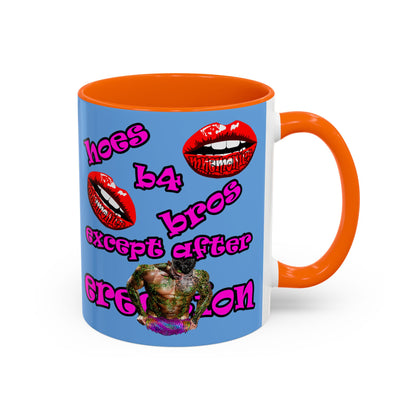 hoes b4 bros - Accent Mug (light blue)