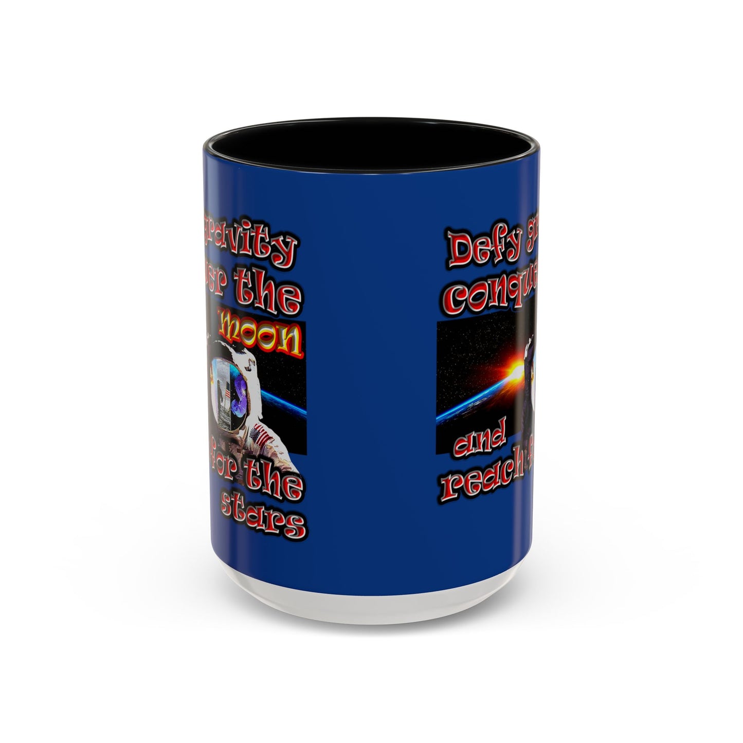 defy conquer reach - Accent Mug (dark blue)
