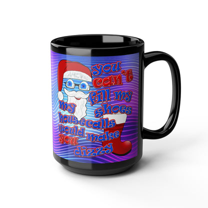 santa's shoes - Black Mug (purple wave)