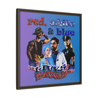 rw&b lives matter - framed canvas art (light blue-purple wave)