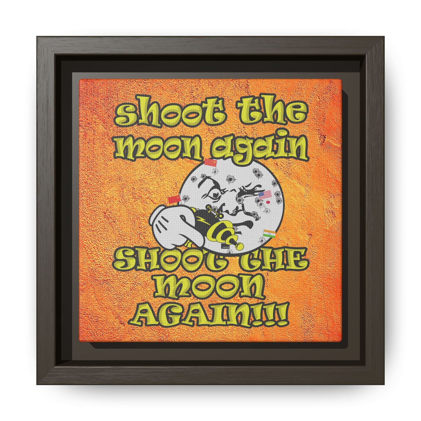 shoot the moon again - framed canvas art (burnt orange)