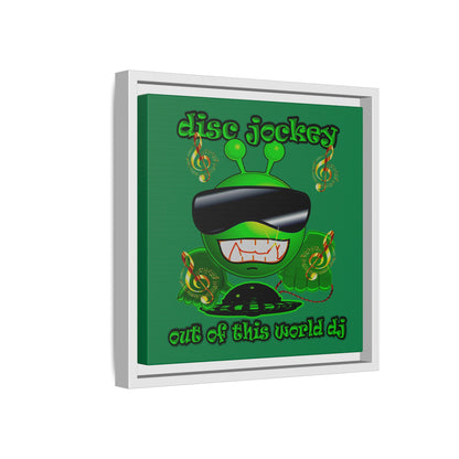 disc jockey - framed canvas art (dark green)