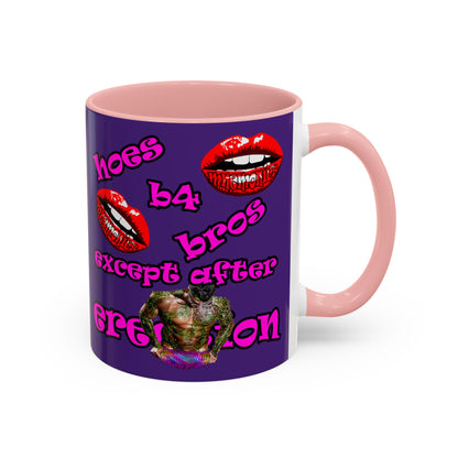 hoes b4 bros - Accent Mug (purple)
