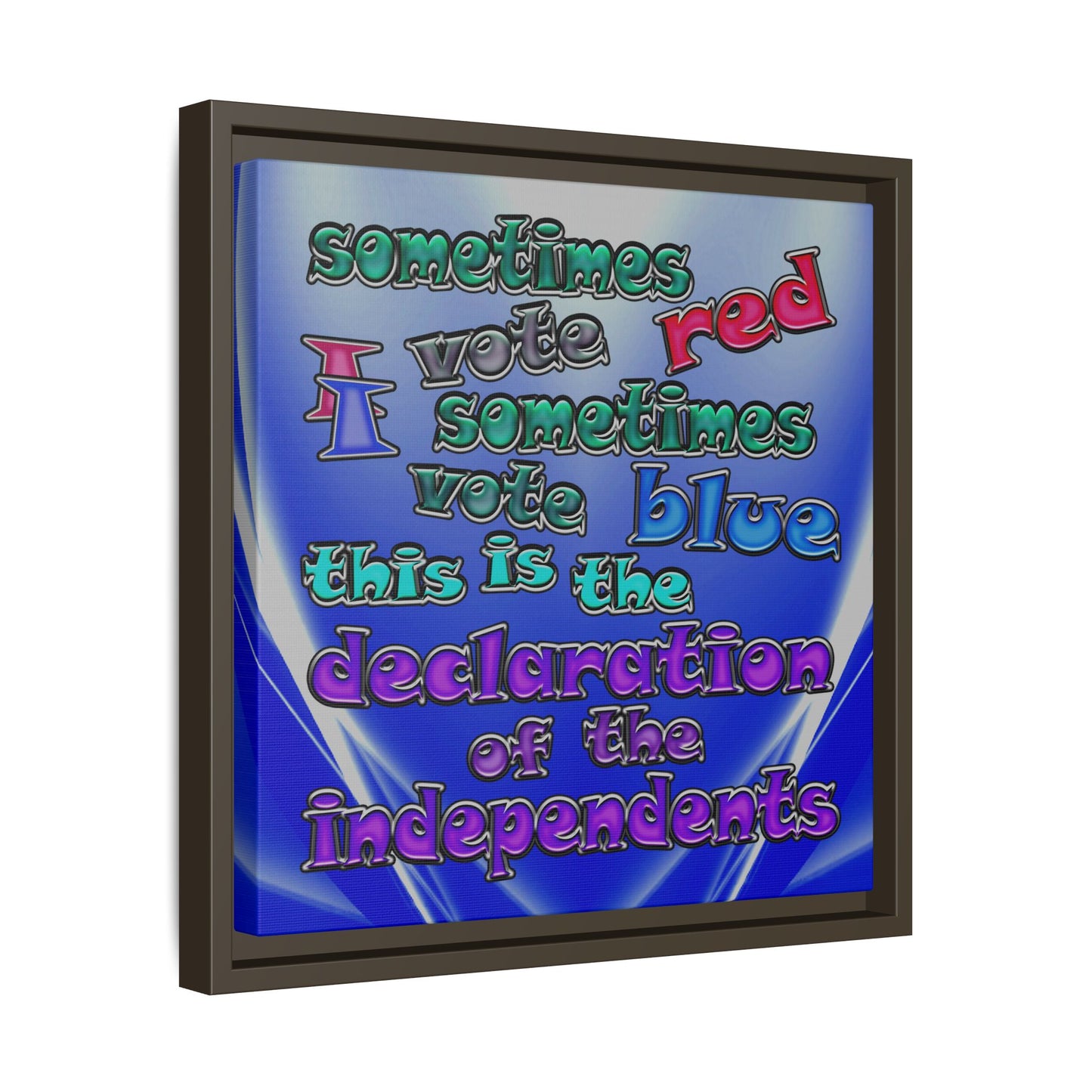 declaration of the independents - framed canvas art (blue-white wave)