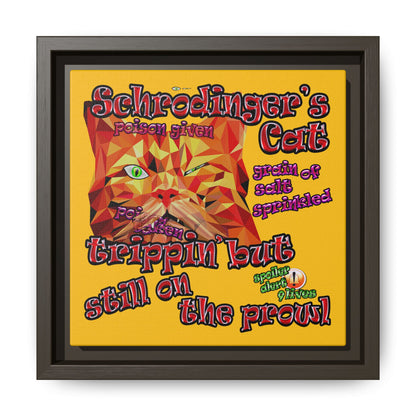 schrodinger's cat - framed canvas art (yellow)