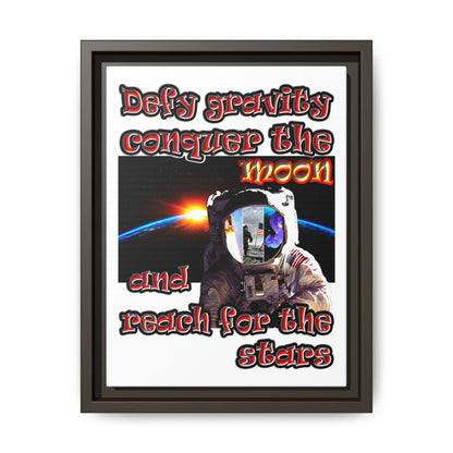 defy conquer reach - framed canvas art (white)