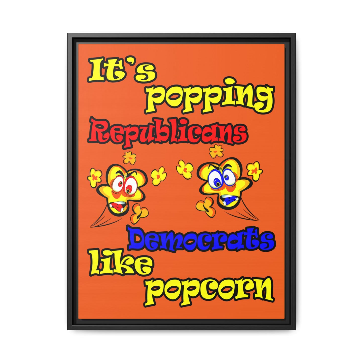 popping like popcorn - framed canvas art (orange)