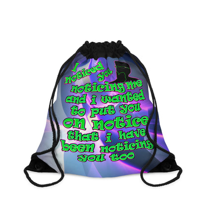 noticed you noticing - Drawstring Bag (grey-pink wave)