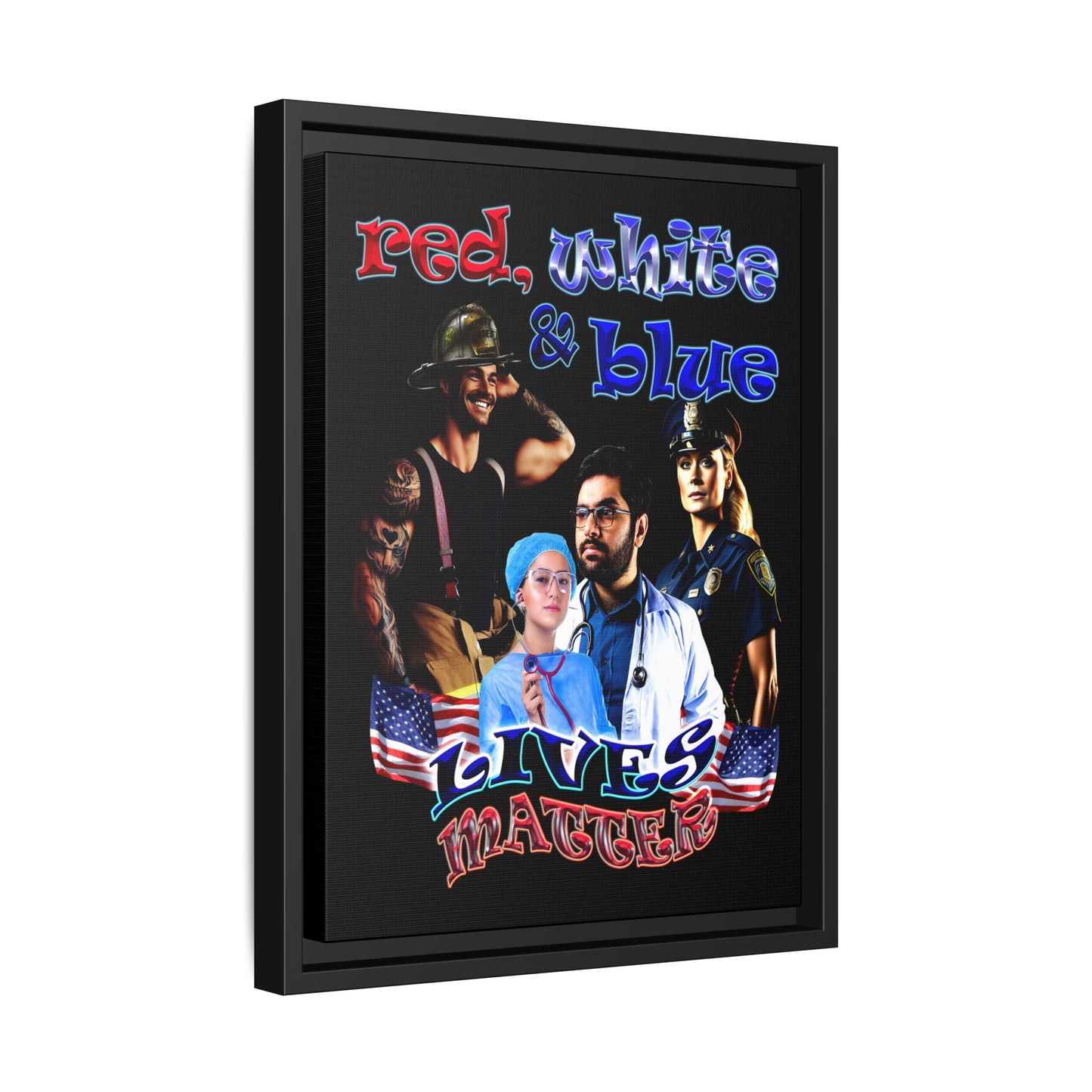 rw&b lives matter - framed canvas art (black)