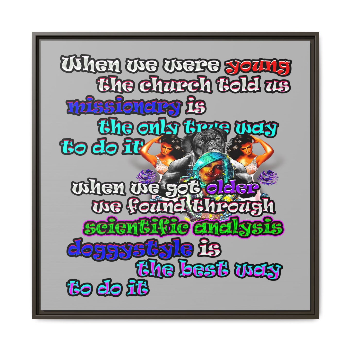 doggystyle - framed canvas art (light grey)