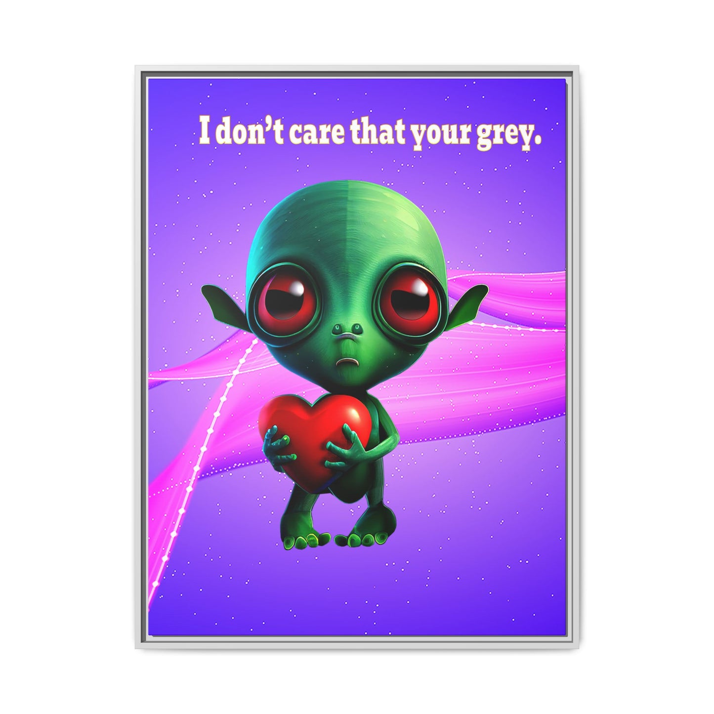 I don't care that your grey - framed canvas art (purple-pink wave)