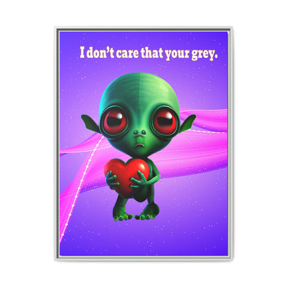 I don't care that your grey - framed canvas art (purple-pink wave)