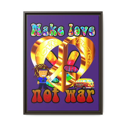love peace - framed canvas art (purple)