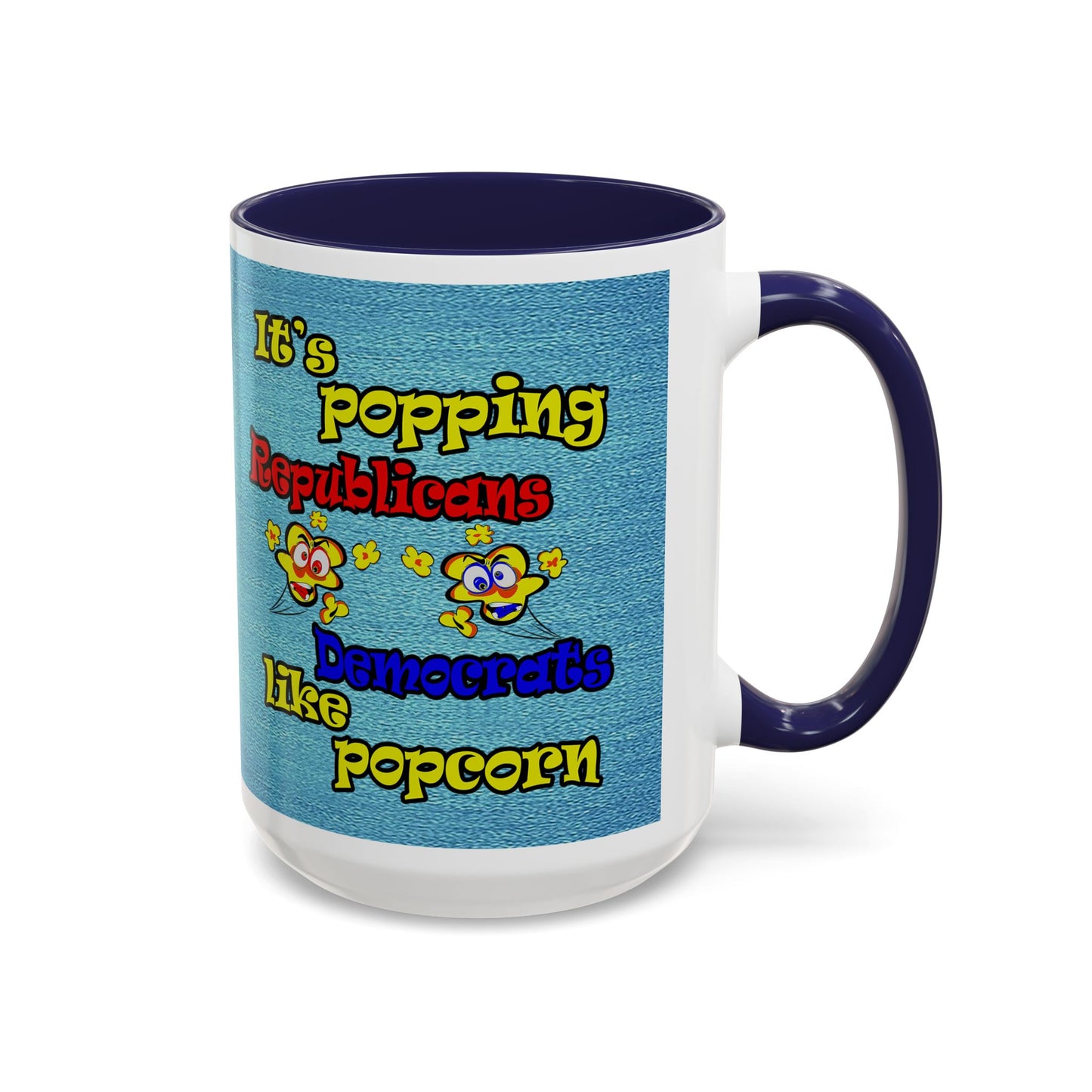 popping like popcorn - Accent Mug (faded dark blue)