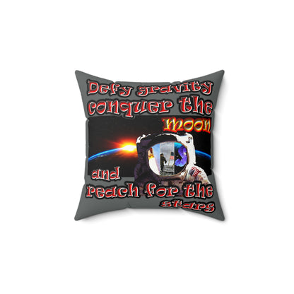 defy conquer reach - Faux Suede Square Pillow - (dark grey)