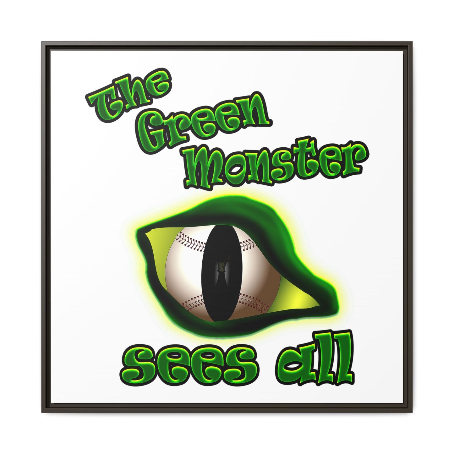 green monster - framed canvas art (white)