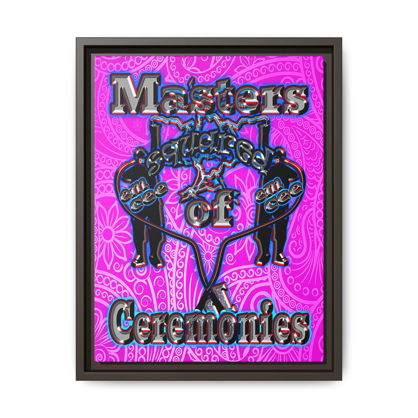 em cee squared - framed canvas art (pink swirl)