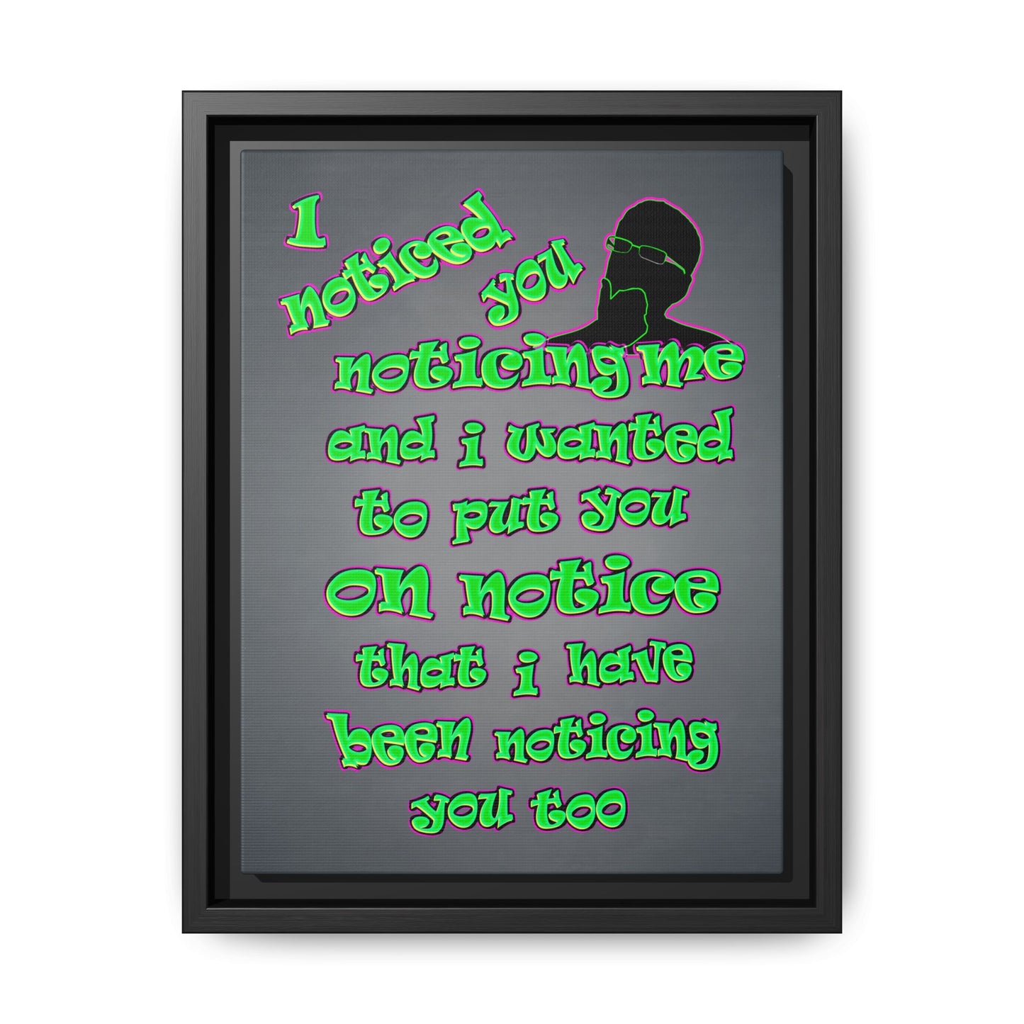 noticed you noticing - framed canvas art (grey-light grey)