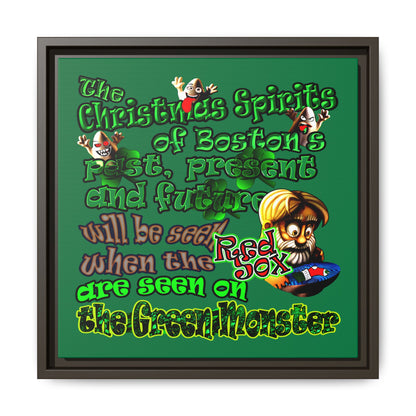 christmas spirits of boston - framed canvas art (dark green)