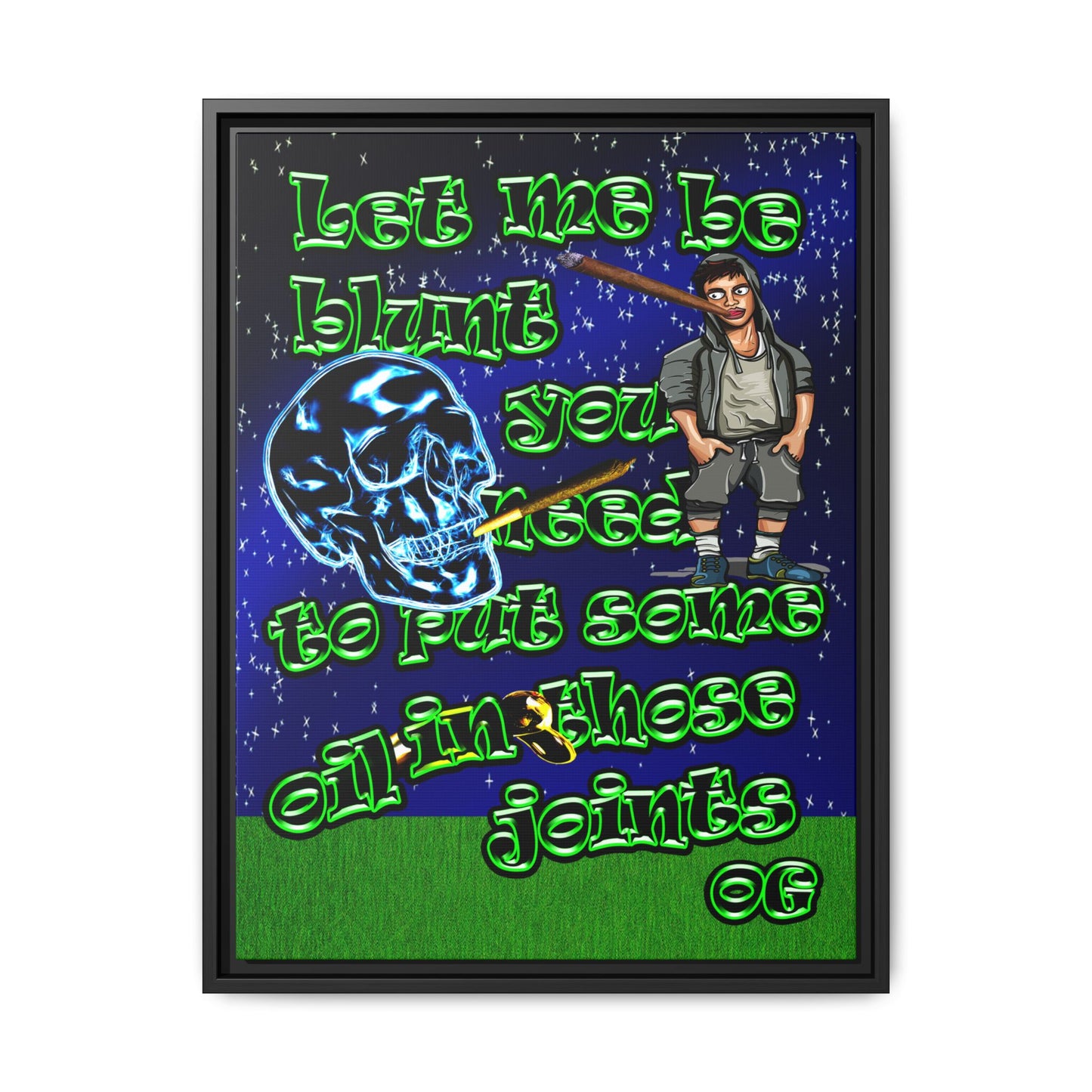 og - framed canvas art ('snoops' background)